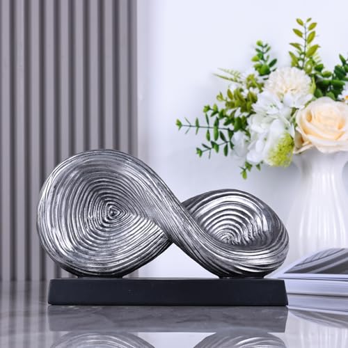 orenm Modern Infinity Loop Symbol Sculpture,Abstract Art Geometric Knot Home Decorations,Unique Shelf Decor Sculpture for Desk Paperweights,Entryway Table,Living, Coffee Table Decor (Silver) - color: Silver