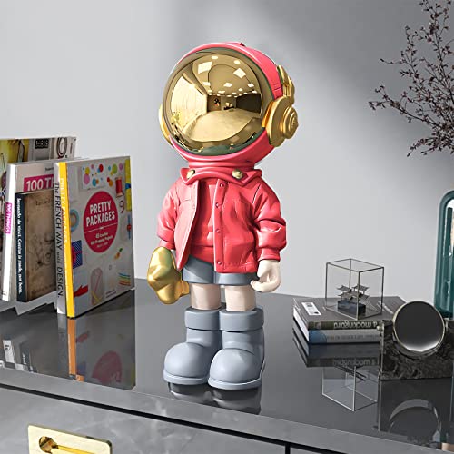 EZ4ENCE Astronaut Statues Spaceman Sculpture Modern Arts Bright Red Figurine Ornament Room Decor for Men,Home and Crafts Desktop Accessories Tabletop Decoration, Living Room, Office, Bookshelf… - color: Red, size: Large