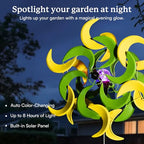 87" Wind Spinner Outdoor with Solar Light, Large Metal Wind Sculptures Spinners, Windmill for Garden Yard Patio Lawn Decor-Verdant Moon (23" W x 87" H) - size: Verdant Moon