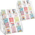 2 Pack 5-Tier Acrylic Card Display Stand (Taller) Clear Display Shelf Desktop for Trading Cards, Sports Cards, Greeting Card, Stickers & Brochures, Easy Clip-On Design - color: 2 Clear Case