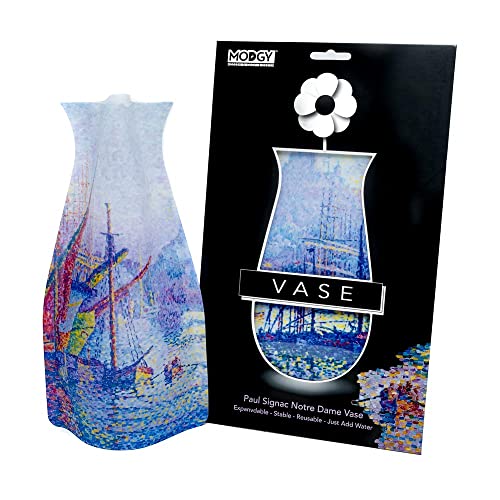 MODGY Collapsible and Expandable Flower Vase Plastic Decorative Modern Centerpieces Dining Table Decor Living Room Bathroom Wedding Office, Paul Signac Notre Dame - style: Notre Dame