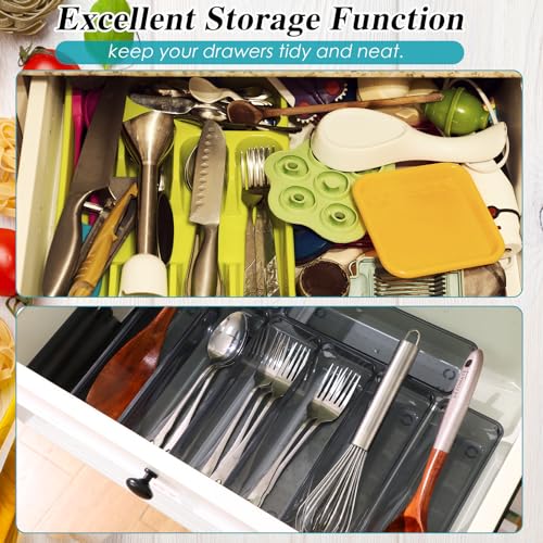 Maitys 12 Pcs Clear Drawer Organizer 9 x 3 x 2 Inches Plastic Rectangle Trays Makeup Vanity Storage Bins and Kitchen Drawers Dividers for Office Desk Silverware Kitchen Utensils(Black) - color: Black, size: 9 x 3 x 2 Inches