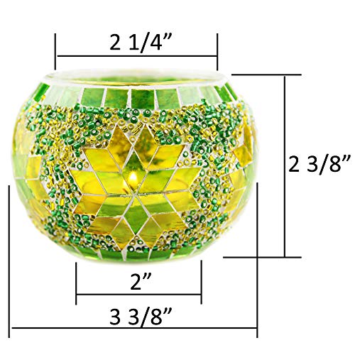SHMILMH Votive Candle Holder Set of 4, Diwali Decoration for Home, Handmade Mosaic Glass Tealight Candle Holders for Table Centerpiece Decor,Diwali Thanksgiving