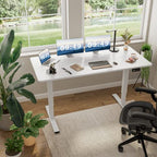 Furmax Electric Height Adjustable Standing Desk Large 63 x 24 Inches Sit Stand Up Desk Home Office Computer Desk Memory Preset with T-Shaped Metal Bracket, White - color: White, size: 63 Inch