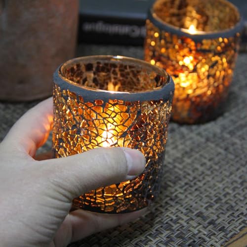 Ciieeo Vintage Style Candlestick Ornament Glass Candle Holder 2.95X2.95X3.34In Scented Candle Craft Desktop Decoration for Home Office Weddings