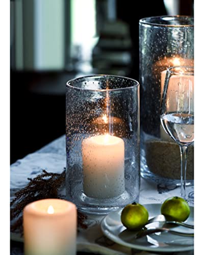 ARIAMOTION Hurricane Candle Holder for Pillar Glass Cylinder Vase Modern Rustic Centerpiece Clear Seeded Home Decor for Kitchen Table Living Room 8" H 1 Pack - color: Bubbles Clear, size: H8" Set of 1
