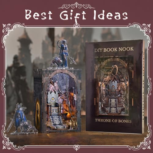 CCCDF Book Nook Kit - DIY Miniature House Dollhouse Kit, Tiny House Booknook Bookshelf for Adults and Teens, Gifts for Family Friends (Throne of Bones) - style: Throne of Bones