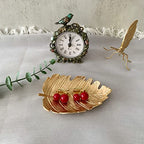 Metal Jewelry Dish, Small Leaf Shaped Ring Holder Jewelry Organizer, Trinket Dish Vanity Tray for Dresser Christmas Birthday Wedding Gifts Elm Leaves-Gold - color: Elm Leaves-Gold
