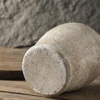 Handmade Rustic-Style Ceramic Decorative vase, Dimensions 8.3 x 5.5 inches, Featuring Distressed Gray and Terracotta hues, Suitable for Rustic, Country, and Various Decor Styles.