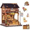 Book Nook Kit - DIY Miniature House Kit, 3D Puzzle Wooden Dollhouse with LED, Sakura Wine Alley, Tiny House Bookend, Bookshelf Decor, Crafts Gifts for Adults, Teens & Book Lovers - style: Choshi no Shitamachi
