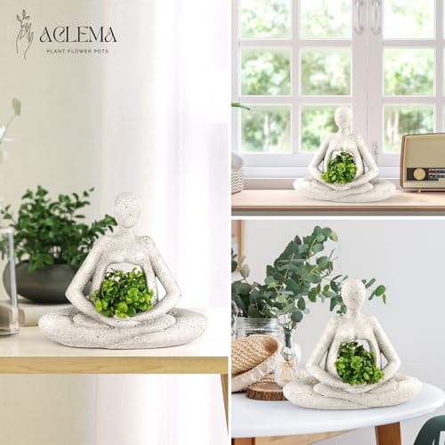 Planters for Outdoor Indoor Plants Succulent Planter Plant Flower Pots Unique Head Face Garden Vase with Drainage Hole Woman Yoga - color: Yoga Woman