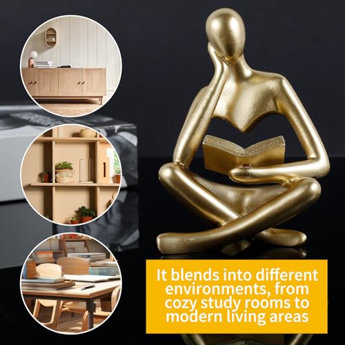 Abstract Thinker Bookend, Creative Abstract Thinker Statue, Elegant Abstract Thinker Bookshelf Decor, Resin Abstract Thinker Figurine Ornament for Living Room, Bar, or Coffee Shop (02)