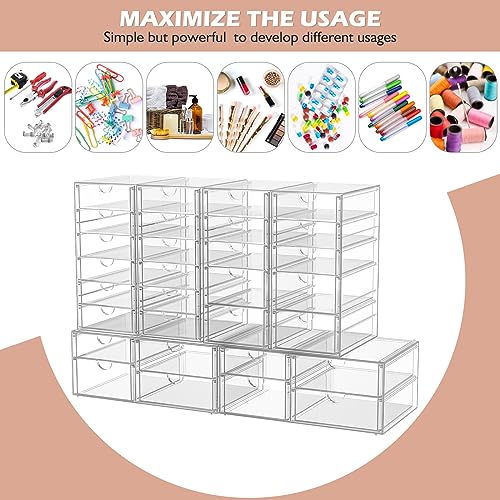 caktraie Desk Organizers And Accessories With 22 Drawers, 4 Pack Office Desktop Drawers, Plastic Makeup Organizer Containers Bins With Drawers Desk Organization, Bathroom Organizers Storage Case Box - size: 22 Drawers