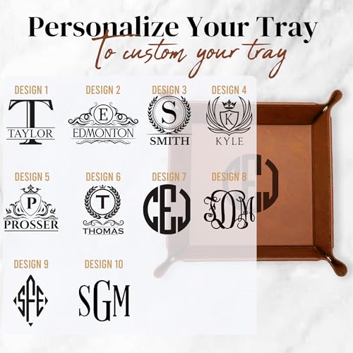 Personalized Valet Tray, Custom Engraved Leather Keys Tray for Men - Catchall Tray Organizer for Entryway Table, Unique Dad Birthday Gift from Daughter Son, Father Day - color: Personalized
