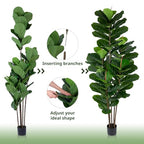 Yepdin Faux Fiddle Leaf Fig Tree 6 FT - Artificial Ficus Tree with Tall Artificial Plants Large 69 Fiddle Leaves - Lifelike Fake Trees for Home Decor Living Room Indoor Outdoor - style: 6 FT