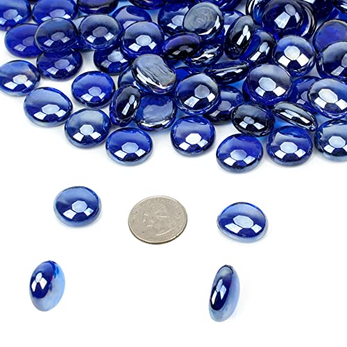 Mr. Fireglass 10 Pound Fire Glass Beads, 1/2" Reflective Round Fire Glass Drops for Fireplace Fire Pit & Lanscaping, High Luster Royal Cobalt Blue (Pack of 2) - color: Cobalt Blue, size: 1/2 inch, 10 Pounds (Pack of 2)