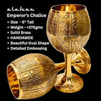 Vintage Chalice Medieval Goblet | 1x Solid Brass Red Wine Glass Cups of Royal King Arthur - Renaissance, Birthday Gifts Christmas Wedding Anniversary Novelty Ceremonial Drinkware (Emperor's Chalice) - style: Emperor's Chalice