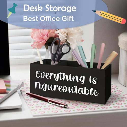 SNNDER Everything is Figureoutable Pen Holder, Inspirationsl Desk Decor, Positive Gifts for Women Men, Motivational Acrylic Pen Pencil Holder Organizer for Home Office Desk Accessories - color: Everything is Figureoutable
