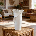 Abstract Irregular Ceramic Vase, White Irregular Pottery Vase, Handmade Decorative Minimalist Flower Vases for Modern Home, Tabletop, Shelf & Office - size: 21" x 20" x 32"