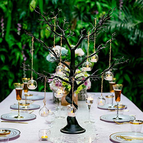 Sziqiqi Hanging Glass Globes Orbs Tea Light Candle Holders with Flameless LED Tealight for Wedding Ornaments, Wedding Birthday Christmas Party Centerpiece Accessory 2.36inch 20pcs +4 Extra - color: With Led, size: 24pcs