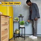 4 Tier Plant Stand Indoor Outdoor, 31 Inch Tall Metal Plant Shelf Waterproof, Plant Holder with Folding Design For Home, Living Room, Black - color: Black