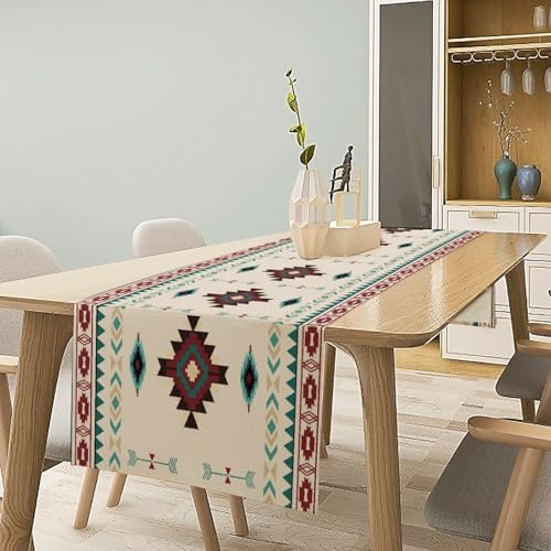 Aztec Table Runner Southwestern Native Vintage Geometric Pattern Table Runner Retro Country Table Dinner Decoration 13x36 Inch - color: Aztec-5, size: W13x36L