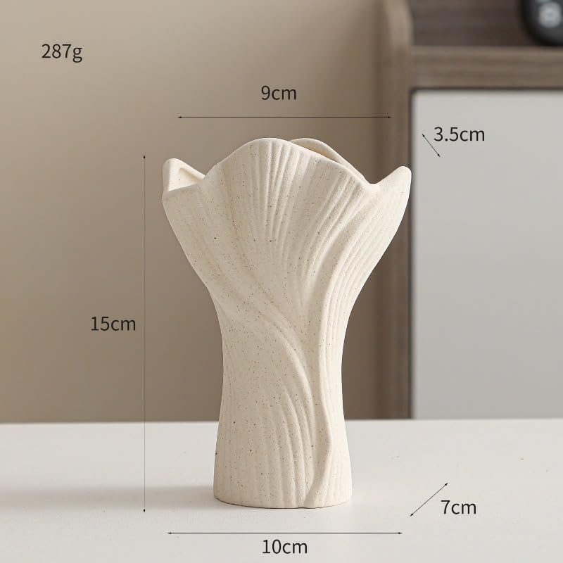 White Ceramic Vase – Nordic Minimalist Unglazed Stoneware Flower Vessel, Living-Room Centerpiece, Boho-Soft Furnishing Accent (08 Models (Small)) - color: 08 Models (Small)