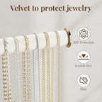 pickpiff Jewelry Holder Organizer with Velvet, Adjustable 10"-17" Tall, Metal Stand for Display Bracelet, Necklace, Earrings, Rings, White and Gold - color: Gold and White