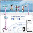 Sensyne 62" Phone Tripod & Selfie Stick, Extendable Cell Phone Tripod Stand with Wireless Remote and Phone Holder, Compatible with iPhone Android Phone, Camera - color: Pink, size: 62-inch