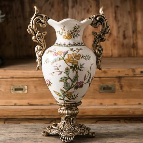 Tall Table Modern Vase,Large Ceramic Flower Vases for Shelf Home Decor,Creative Classic Pink Vase 16.5 inch,Sophisticated Vessel for Decorative Branches and Dried Flower. (Floral Fruity) - color: Floral Fruity