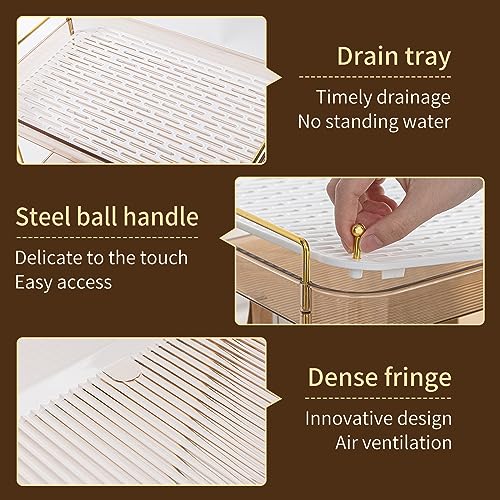Seoneiro Whiskey Tray, Glass Cup Rack, Mug Holder, Coffee Cup Organizer, Bathroom Countertop with Drain Board Wine Glass Decorative Organizer, Food Tray, Kitchen Spice Rack - color: Amber-1