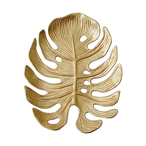 Small Leaf Shaped Trinket Dish, Decorative Gold Jewelry Dish Tray, Ring Hodler Dish Jewelry Organizer - color: Monstera Leaf
