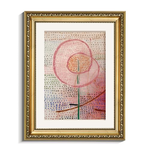 VIYYIEA Gold Framed Wall Art Canvas Print Home Decor Abstract Flower Wall Decor Vintage Aesthtic Pink Art Multicolor Painting Pictures Energetic Room Decorations for Bathroom Bedroom 11x14in - color: Abstract Tulips, size: 14"L x 11"W