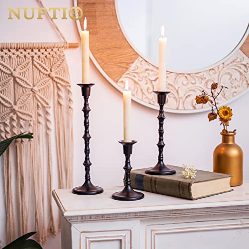 NUPTIO Candle Stick Holders for Centerpeice: Set of 6 Matte Black Taper Candlestick Holders - Bulk Antique Tall Candleholder for Easter Shabbat Table Fireplace Decor - color: Black, size: 2 sets/ 6 pcs