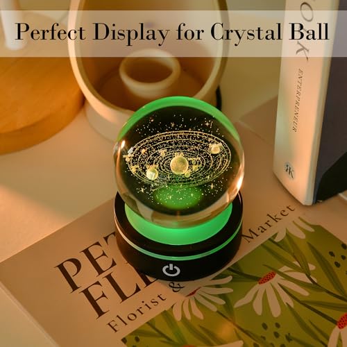 IFOLAINA LED Light Base Lighted Stand Display for Crystal Glass Ball Glass Art Tumbler RGB Multicolor Lighting Round Black Pedestal - Concave - size: Black-Concave