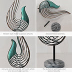 Teal Abstract Bird Sculpture, Modern Metal Wireframe Art Decor with Base, Minimalist Home Decor Accent for Living Room Table, Office Desk, Shelf Display