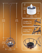 Homemory Solar Tea Lights Outdoor Waterproof Hanging Lanterns, Beaded Copper Wire Ball Holders with Solar Powered Tea Lights Candles, Ideal for Patio, Garden, Backyard, Pergola, Tree, Fence, 4-Pack - color: 4-Pack, Hanging Lanterns Solar Tealights