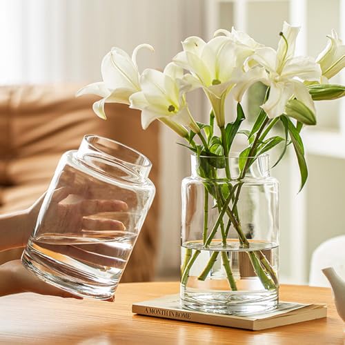 Clear Glass Vases Flower Vases for Centerpieces 9" Large Glass Cylinder Vase for Home Wedding Party Events Office Entryway Décor (Transparent) - color: Transparent