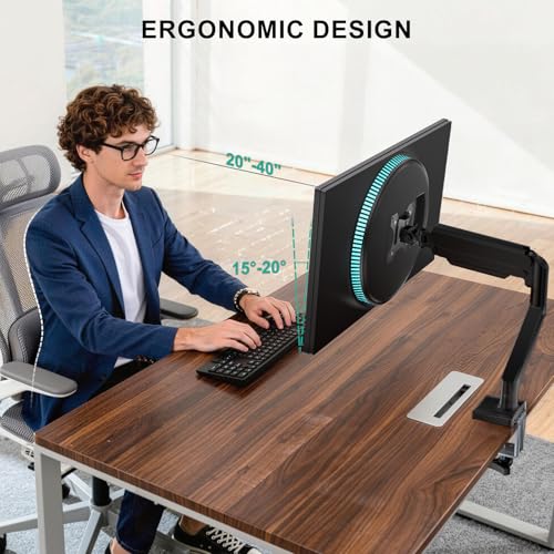 WALI Single Monitor Mount for 13-34 inch Screens, Adjustable Single Monitors Arm, Regular Screen up to 32 inch, 26.4lbs, Computer Monitor Stand for Desk, VESA 75/100mm (GSMP001N), Black - size: 13"-34", style: Single Arm
