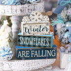 Yuntau 6 Pcs Winter Snowflakes Table Decorations Christmas Snowflake Centerpieces for Tables Winter Tiered Tray Decor Rustic Wood Snow Sign Farmhouse for Wonderland Party Kitchen Shelf Home - style: Snowfake