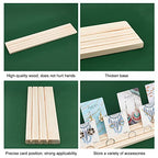 PH PandaHall Portable Wooden Earring Display Holder, 3-slot Ring Jewelry Display Stand Craft Showing Organizer Tray Wood Business Card Holder for Tabletop Shows Jewelry Displaying, 15x3, Wheat - color: Wheat