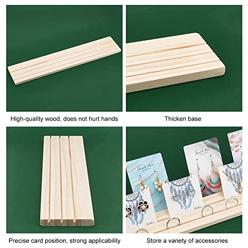 PH PandaHall Portable Wooden Earring Display Holder, 3-slot Ring Jewelry Display Stand Craft Showing Organizer Tray Wood Business Card Holder for Tabletop Shows Jewelry Displaying, 15x3, Wheat - color: Wheat