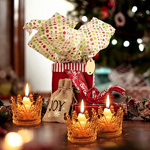 Vixdonos Crown Glass Tealight Candle Holder Set of 12 Clear Votive Candle Holders for Wedding, Party and Home Decor - color: Clear, size: 12PCS
