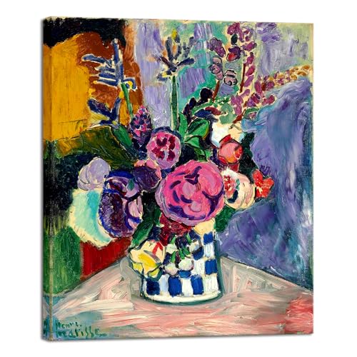 Wieco Art Canvas Wall Art Still Life of Peonies in a Vase 1907 by Henri Matisse Abstract Canvas Prints Art Pictures for Wall Decor and Home Office Decorations - size: 24"L x 20"W