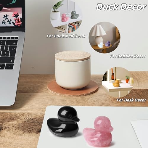 QINJIEJIE 1.5" Clear Quartz Crystal Duck Decor Figurines Healing Quartz Crystals Stone Cute Duck Animal Statues Reiki Home Room Desk Decor Sculpture Lunny Funny Ducks Gifts for Women - color: Clear Quartz
