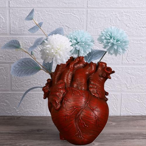 Vase Flower Vases Heart Shaped Decor Resin Flower Pot Modern Unique Nordic Art Style Decorative Vase for Home Wedding Gift Desktop Living Room Decoration - Red - color: Red