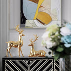 Statue Decorations Two Piece Set of Elk TV Cabinet Decoration, Light Luxury Home Decor, Living Room Electroplating Process, Wine Cabinet Decoration Home Decor Object(Rose Gold)