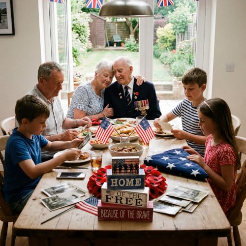 4 Pcs Patriotic Memorial Day Decorations 4th of July Tabletop Decorations Red White Blue Table Centerpieces Fourth of July Wooden Sign for Office Tiered Tray Home Shelf 250th Anniversary - style: Memorial Day