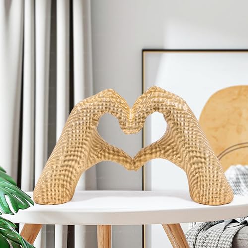 HodaoModern Golden Abstract Human Face Sculpture Creative Artistic Ornament with a Palm Covering The Face High-end Decorative Item for The Entrance Hall Office Housewarming Gift Modern (Black) - color: Heart Shape