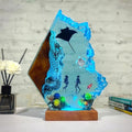 Scuba Diving Resin Ocean Lamp,Handmade 3D Ocean Night Light With Woodden Base,Variable Lights, Scuba Diver Gifts,Diving Enthusiast Collectibles, Unique Birthday Holiday Gifts for Men & Women (L12"x8") - color: Scuba Divers, size: L